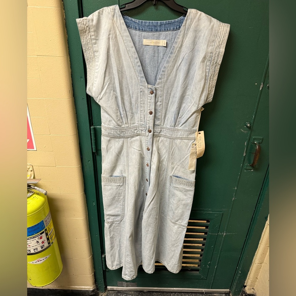 NWT Happy Nature Denim Midi Dress SUPER CUTE and FLATTERING size 12